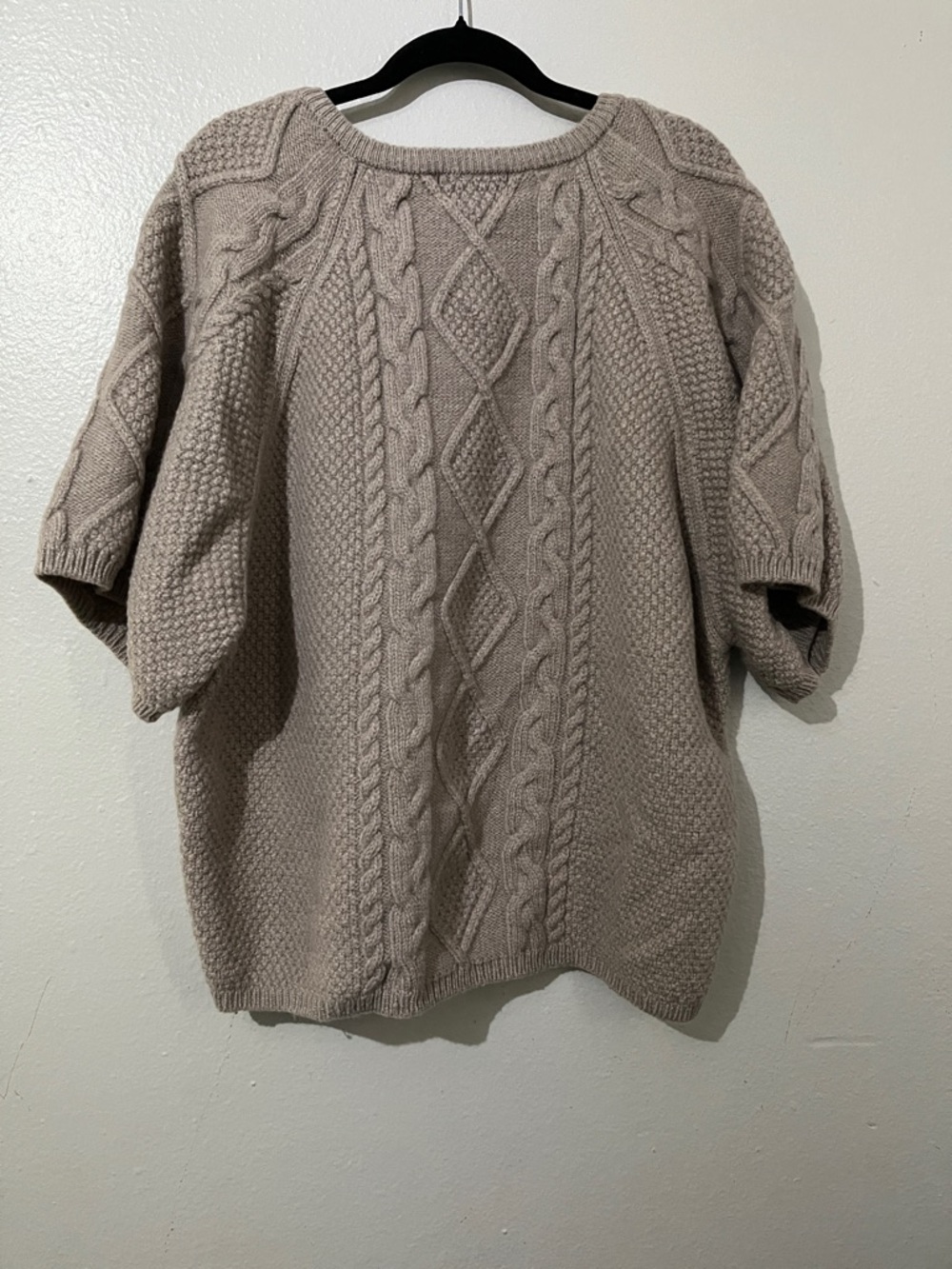 Blarney 100% Merino Wool Aran Cable Knit Short Sleeve Sweater/Cardigan - Picture 7 of 11